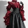 Vintage Lace Long Sleeve Lolita Shirts Women Mid Loose Skirts Spring Autumn