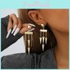 Tassel Asymmetric Chic Earrings For Women Gold Geometric Design Alloy Material