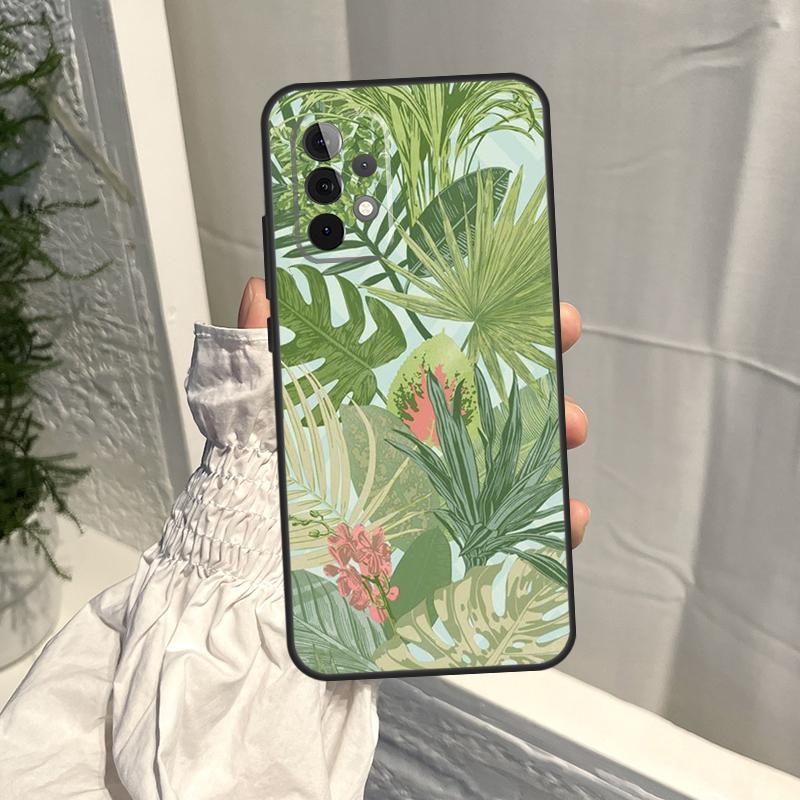 Retro Banana Leaf Plant Case For Samsung Galaxy A56 A36 A16 A06 A54 A34 A14 A13 A53 A12 A22 A32 A52 A35 A15 A55 A17