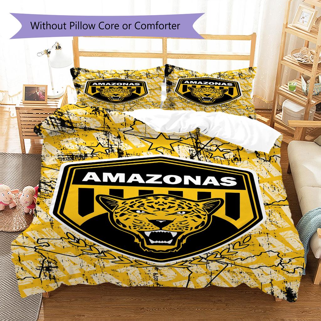 Amazonas FC Logo Muster Bettwäsche Set Bettbezug Kissenbezug Heimdeko Geschenk (1 Bettbezug + 2 Kissenbezüge, ohne Füllung)