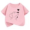 Funny Dog with Love Heart Design T Shirts Printed Kids Childrens Tshirt Boys Girls Summer Spring Casual Top Tee