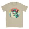 Cool Shark with Sunglasses Retro Sunset Cotton T Shirt For Couple Summer TShirts Crew Neck Leisure Tee Shirt Plus Size Tops