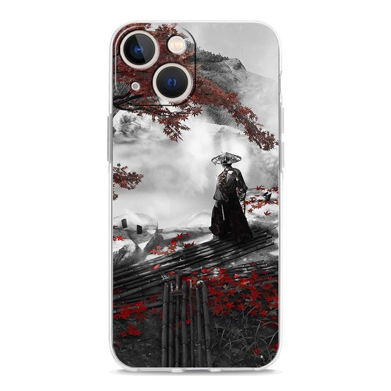 Japanese Bushido Samurai Transparent Phone Case For iPhone 15 16 14 13 12 11 Pro XS X XR SE 7 8 Plus Clear Lens Protect Cover
