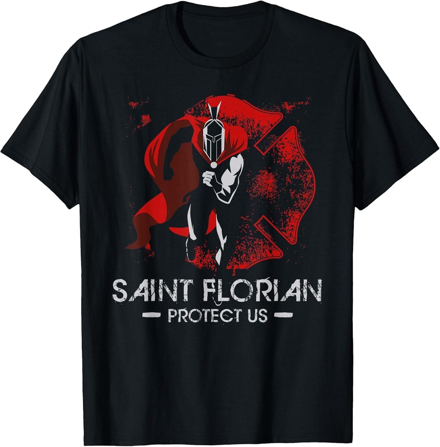 NEW! St Florian Firefighter Gifts Prayer Catholic Patron T-Shirt -A XXXL