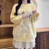 Plus Size Women's Bowknot Mohair Knit Sweater: Autumn/Winter Slimming Mink Velvet