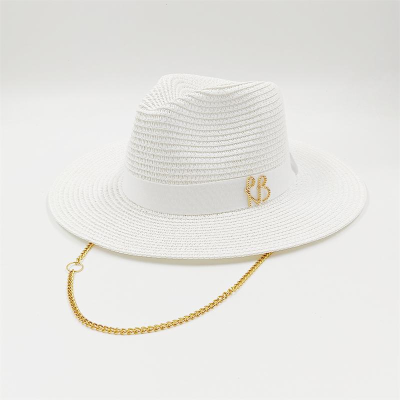 Yiran Dayang Hat Women's Summer Straw Hat Letter Jazz Sun Hat Men And Summer Panama Jazz Hat Outdoor Holiday Beach Sun Hat 56-58Cm
