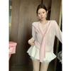 Kumikumi Idle Style Stripes Shawl Thin Long Sleeves T-shirt Female Autumn New All-Matching Slimming Sun Protection Top