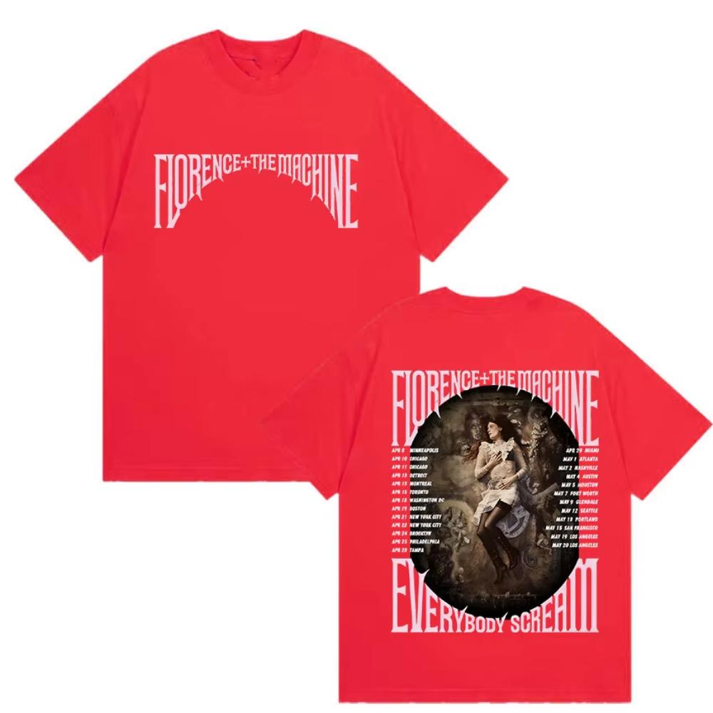 Florence  The Machine Everybody Scream Tour  Graphic TShirts Unisex Women Vintage Harajuku Oversized Cotton TShirt Streetwear