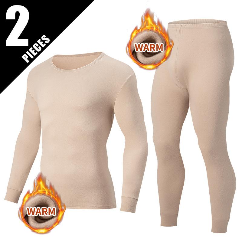 Men's Thermal Underwear Set Crew Neck Solid Long Johns Warm Soft Base Layer for Teens
