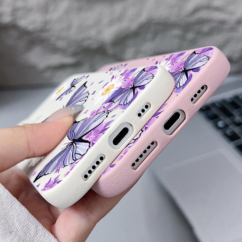 Cartoon Butterfly Flower Case For iPhone 16 Pro Max 15 14 13 12 11 Shockproof Slim Soft Silicone Case Cover