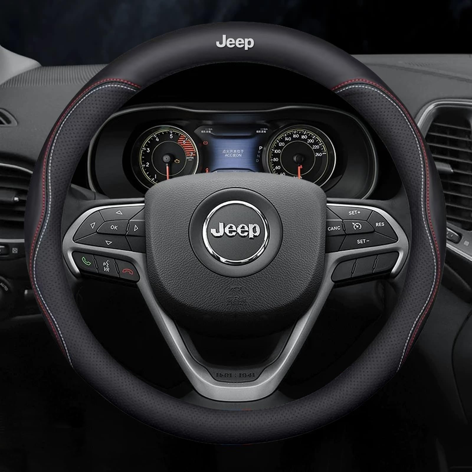 

Кожаная оплетка на руль QiuFu для Jeep, M 38 см, Противоскользящая, Дышащая, Впитывающая пот, Подходит для 36,5–37,9 см