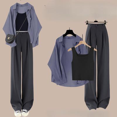 Sunscreen Shirt Women's High-end Suit Mature Temperament Maillard Three-piece Suit