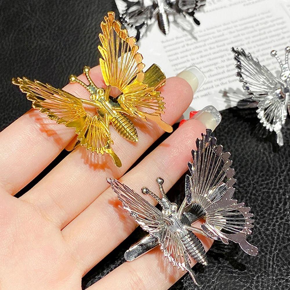 Spring Moving Butterfly Hairpin Gold Silver Bangs Hairclip Gift Butterfly Hair Clip