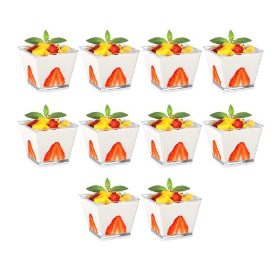 10Pcs Disposable Plastic Mousse Cup Cups for Parties Clear Pudding Dessert Weddings And Catering Events Small