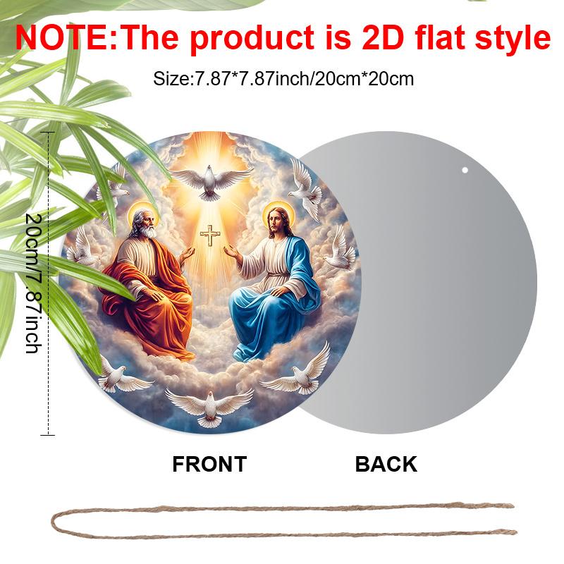 2D Flat Aluminium Sign with Christianity Theme - Navidad Figurine Ornaments with Dove Pattern - Ideal for Front Door, Wall, Porch, Fence Decor