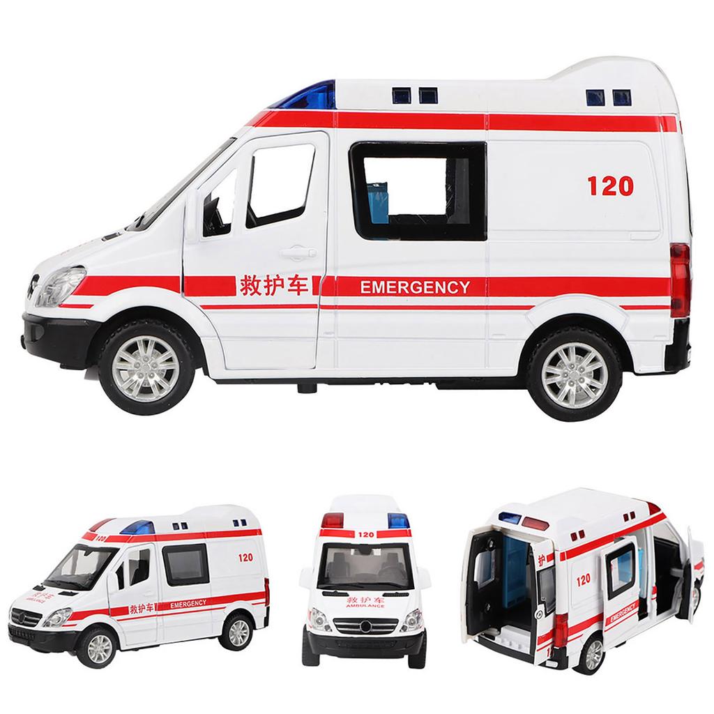1:36 Záchranná sanitka pro nemocnice, model z tlakově litého kovu se zvukovým světlem pro dětské hračky