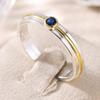 Classic Inlaid Blue CZ Women's Ring Retro Two Color Geometry Daily Wear Party Jewelry Anniversary Gift