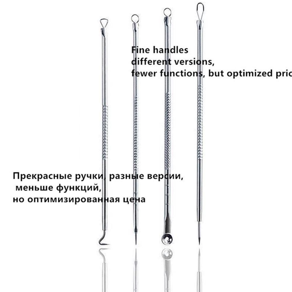 4PCS Extrator de cravos ouro rosa pontos pretos limpador removedor de acne agulhas conjunto ferramentas de limpeza de poros