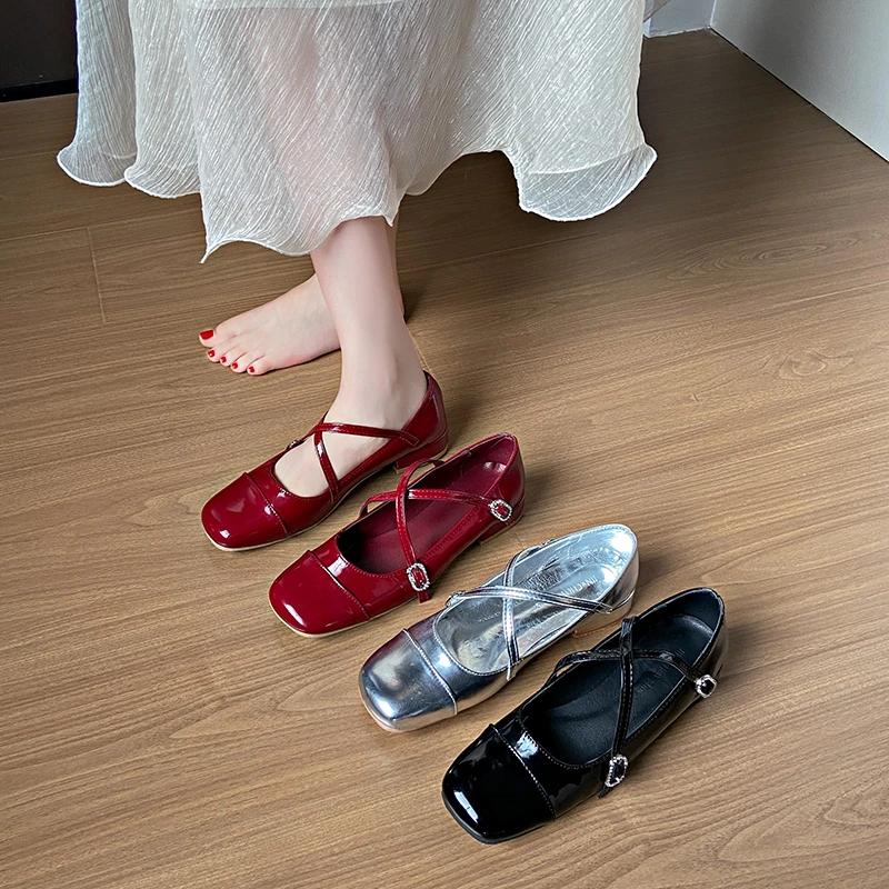 Fashion 2024 Brand Women's Shoes Mary Janes Women's High Heels Fashion Buckle Strap Dress Pumps Women New Square Toe Heels Women Zapatos