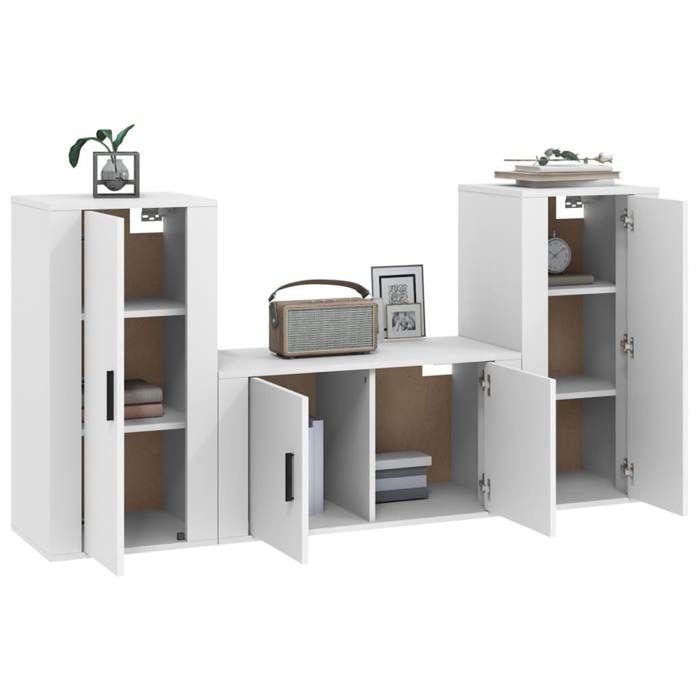 Maison Exclusive - Ensemble de meubles TV 3 pcs Blanc Bois d'ingénierie