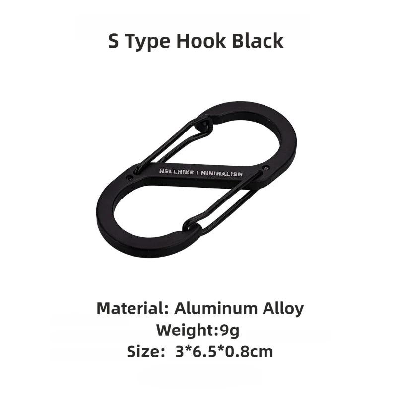 Outdoor S-shaped Quick Hook Aluminum Alloy Lightweight Multi-functional Bidirectional Safety Hook Camping Travel Backpack Buckle