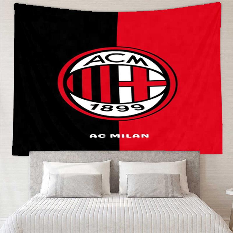 AC Milan Print Tapestry, Backdrop, Easy Setup, Ideal for Bedroom, Office & Living Room, with Aesthetic Wall Hanging Decor.