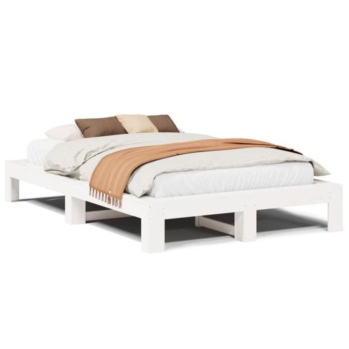 VidaXL Cadre de lit sans matelas blanc 120x200 cm bois de pin massif 3308742
