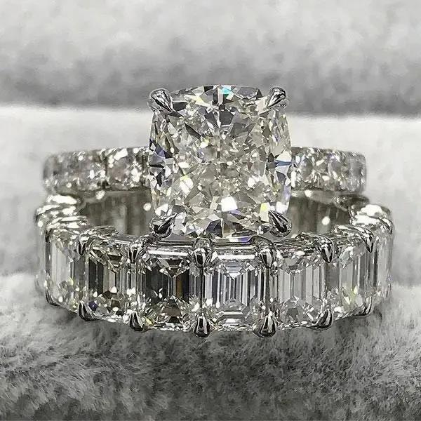 2 PCS/Set Series ! Trendy Milangirl White Crystal Round Ring Set For Women Girls Wedding Engagement Party Fashion