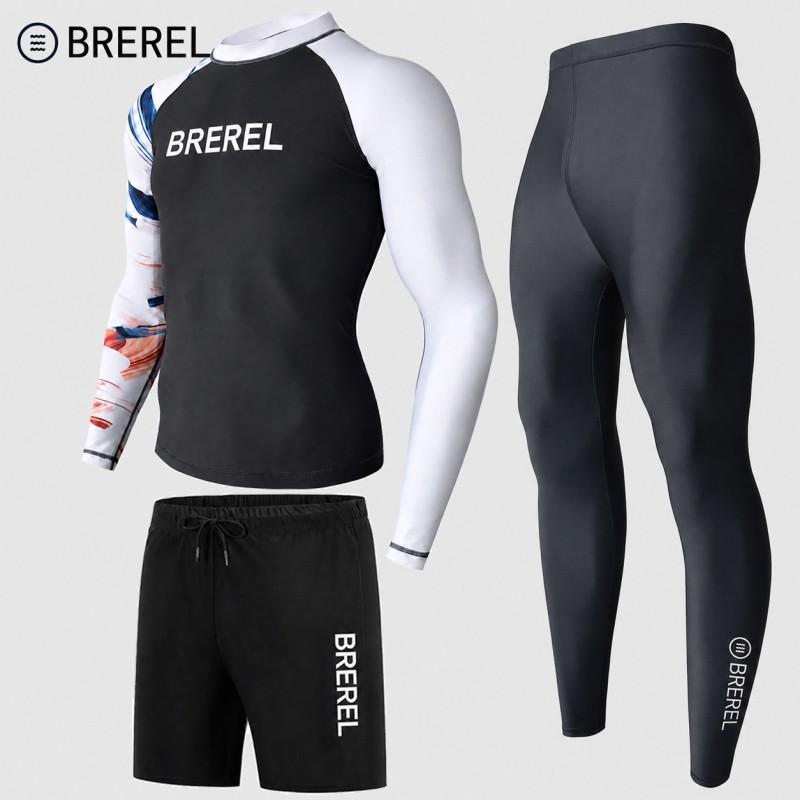 Herren UV-Schutz Rash Guard Set Langarm Schnelltrocknend Badeanzug Surfen Schnorcheln Tauchen Schwimmen