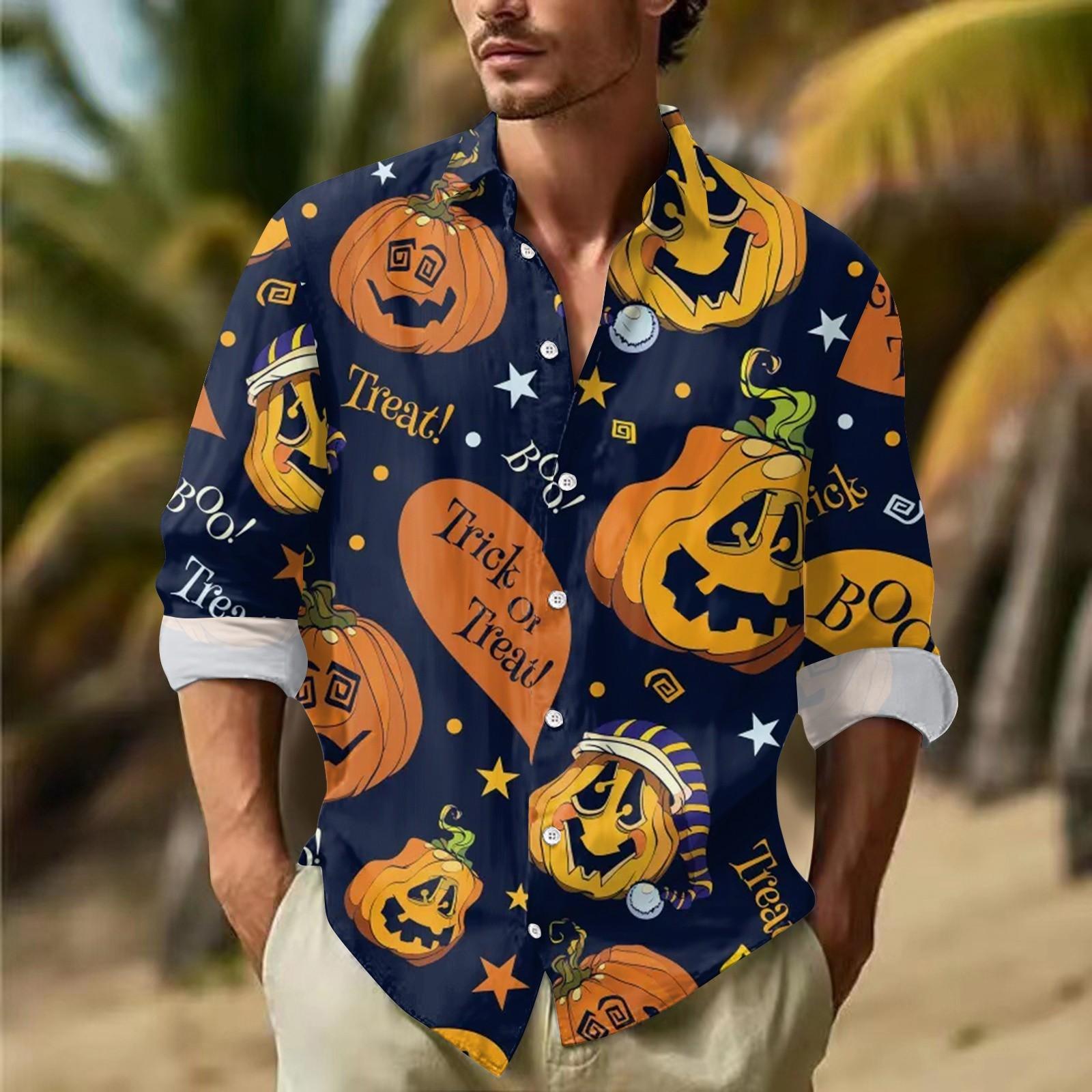 

Мужские рубашки с длинными рукавами и пуговицами на Хэллоуин, мужские повседневные модные рубашки с длинными рукавами XXXXL