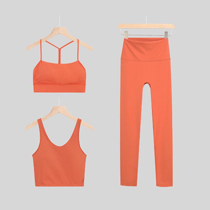 LULU Original Three-Piece Yoga Set: Beautiful Back Y/U-Shaped Vest & Quick-Dry, Breathable Nine-Point Pants for Women