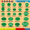 Green ROHS 2.0HSFGP Eco-Friendly Self-Adhesive Oval Sticker with Black & White Text On Green Background