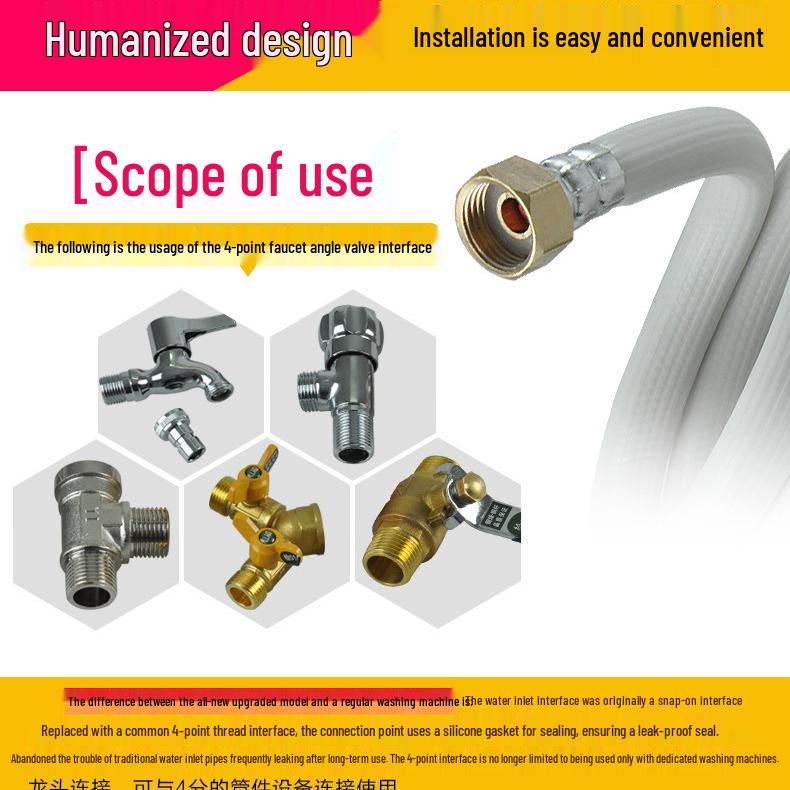 Explosion-Proof PVC Water Inlet Hose for Fully Automatic Washing Machines, 4-Point Interface