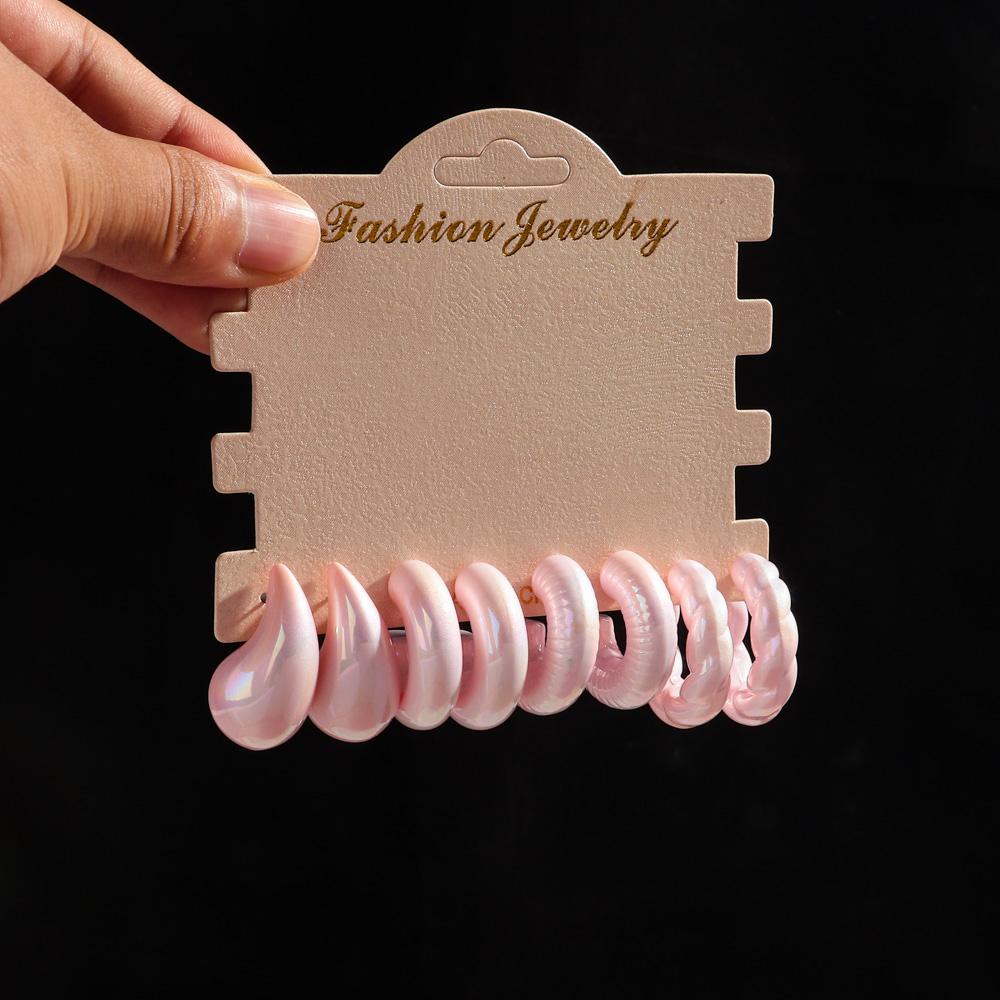 4pair/set Pearl Acrylic Twisted Circle Hoop Earrings for Women Candy Color C-Shape Geometric Water Drop Earring New Jewelry Gift