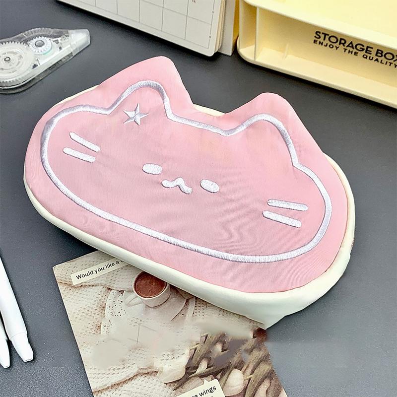 

1 шт. Большая вместимость, простая сумка для хранения ручек, розовый пенал с принтом кота, мультяшный котенок, милая сумка-органайзер для ручек для детей 1pcs