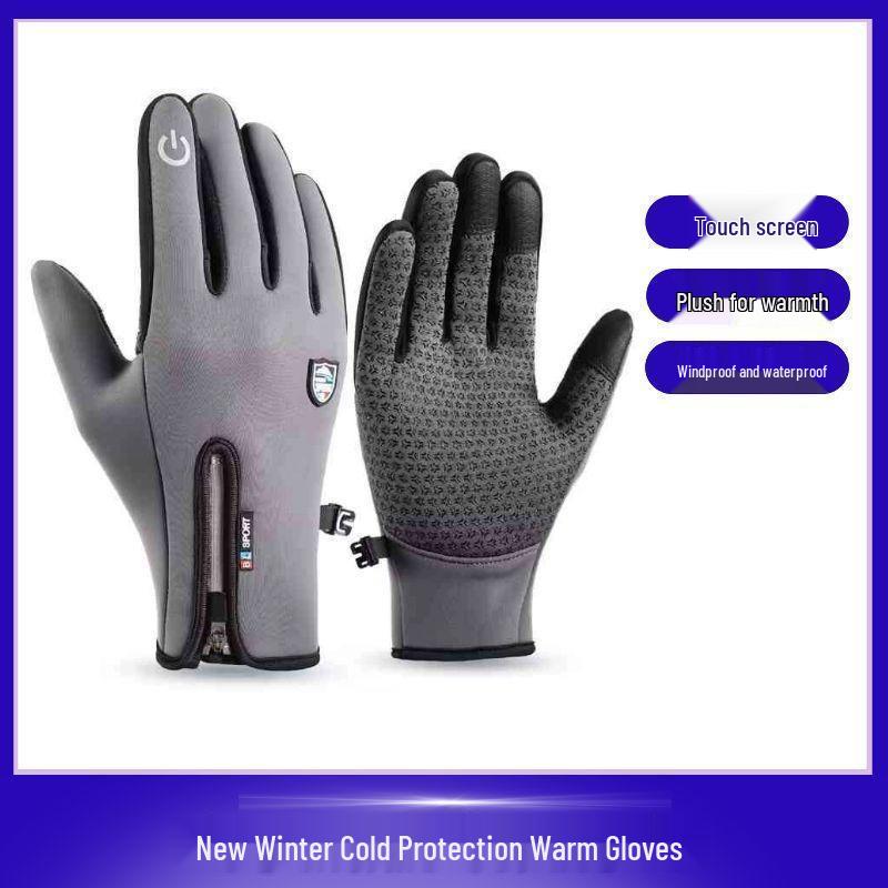 Fleece Windproof Waterproof Touchscreen Cycling Gloves for Fall/Winter - Non-slip, Warm, Full-Finger Design for Cycling & Commuting