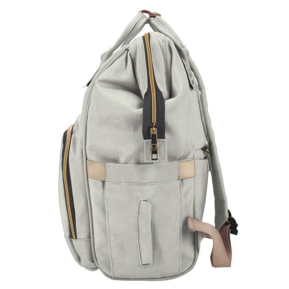 Borsa Pannolini per Bebè con Interfaccia USB Grande Capacità Impermeabile Zaino Fasciatoio Kit Grigio