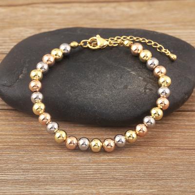 AIBEF Classic Simple Copper Round Bead Bracelet Gold/Silver/Rose Color Women Adjustable Bangle Jewelry Accessories Birthday Gift