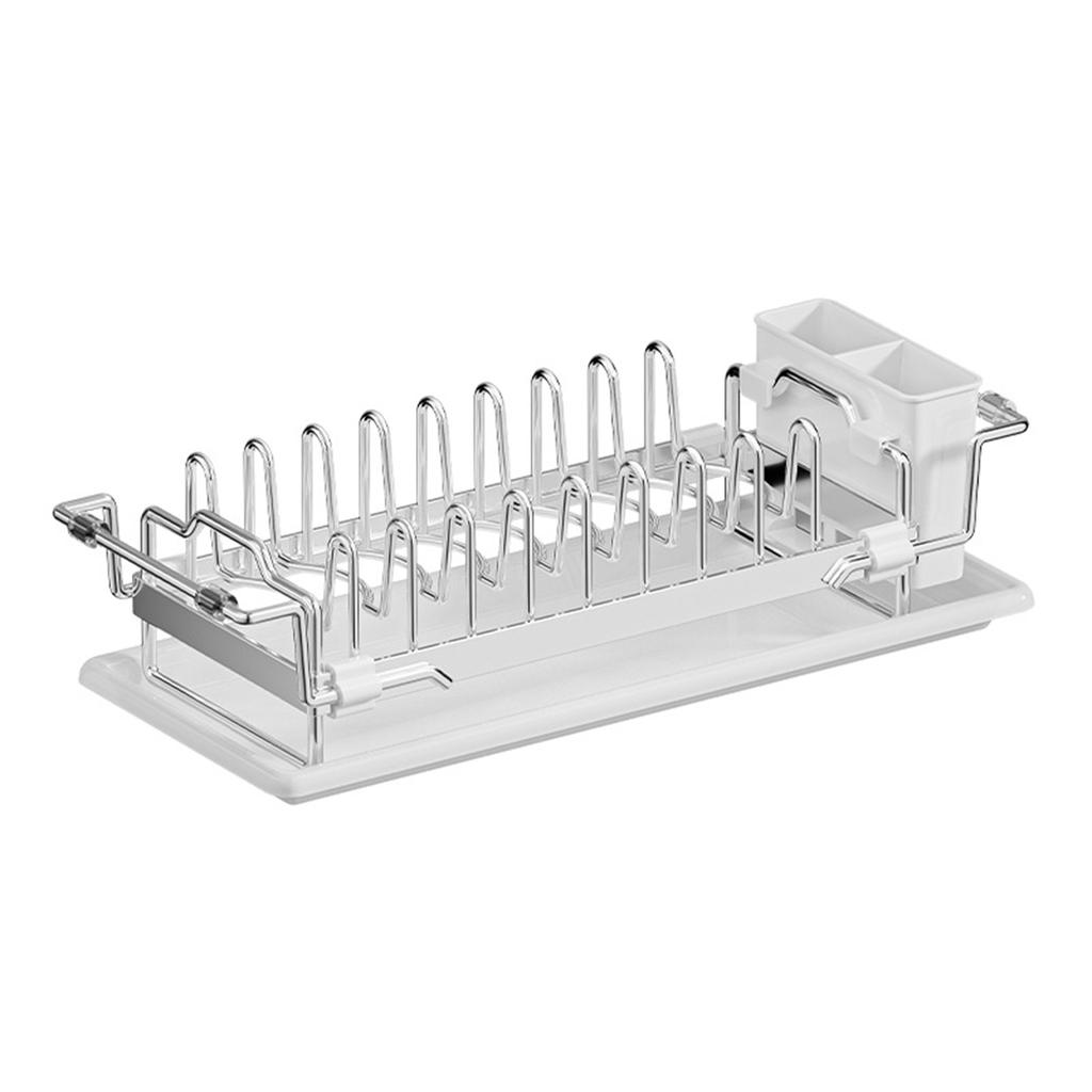 Space Efficient Expandable For Kitchen Dish Drying Rack with Pot Lid Holder and Cutlery Compartments for Sink Counter