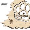 Decorative Tags for Christmas Tree Wood Pendant with Paw Print, Hollow Engraved Hanging Natural Craft Ornaments Ornament, Rustic Style Holiday