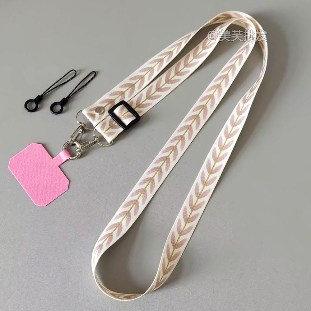 New Leaf mobile phone long lanyard, adjustable crossbody strap, dual-purpose neck lanyard with wide width, mobile phone lanyard розовый