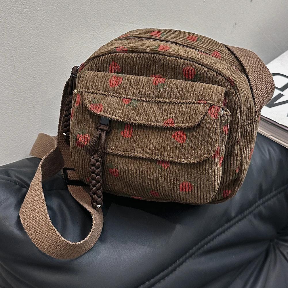 

Cute Strawberry Shoulder Bag Casual Zipper Trendy Crossbody Bag Tote Handbag for Women Girls Travel Work Messenger Bag коричневый