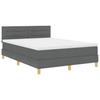 LED Box Spring Bed with Headboard Dark Grey 140 x 190 cm Fabric