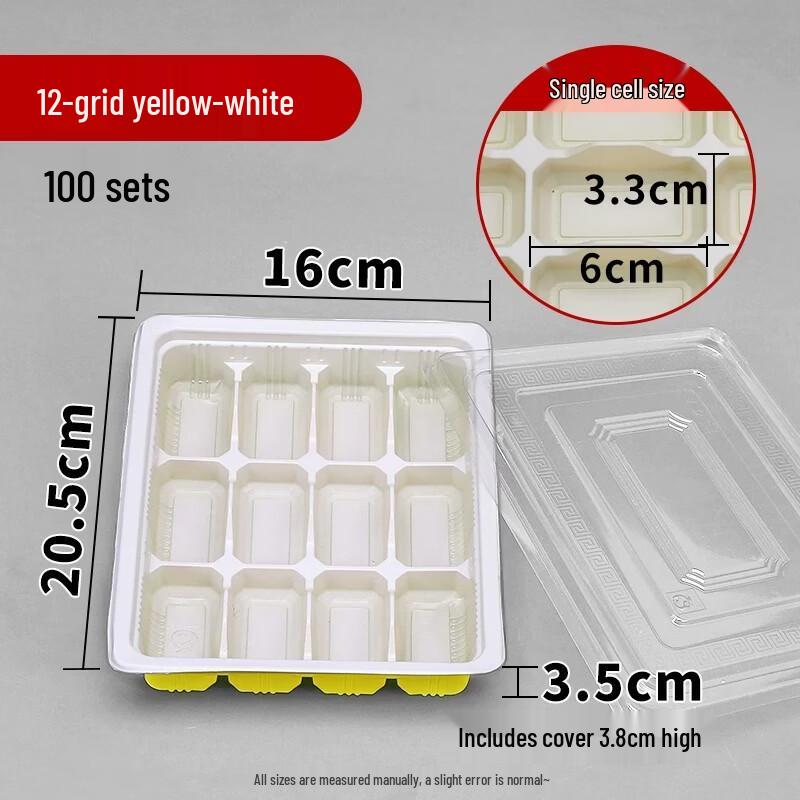 Disposable 12-Grid Dumpling Storage Boxes with Lids