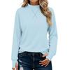 Women's Casual Mock Neck Long Sleeve Top with Thumb Holes