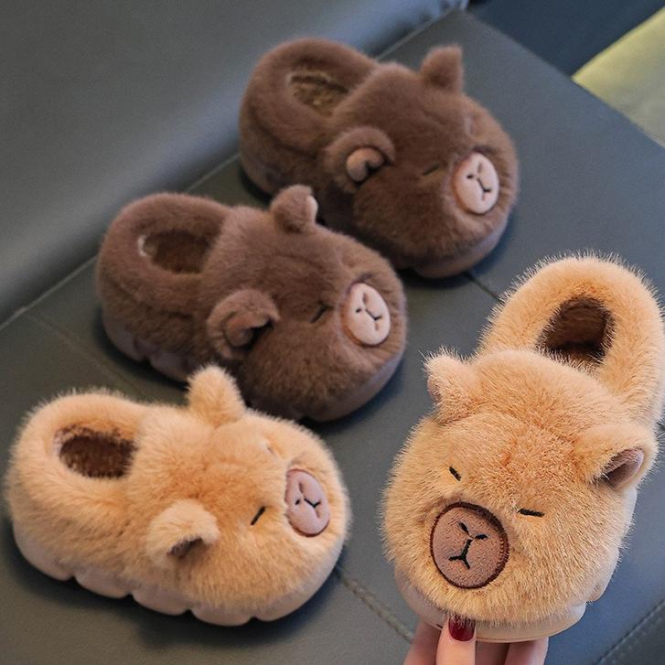 24/45 Size Winter Children's Cotton Slippers, Boys' and Girls' Bags with Warm and Plush Heels, Parent-child Children's Cotton Shoes