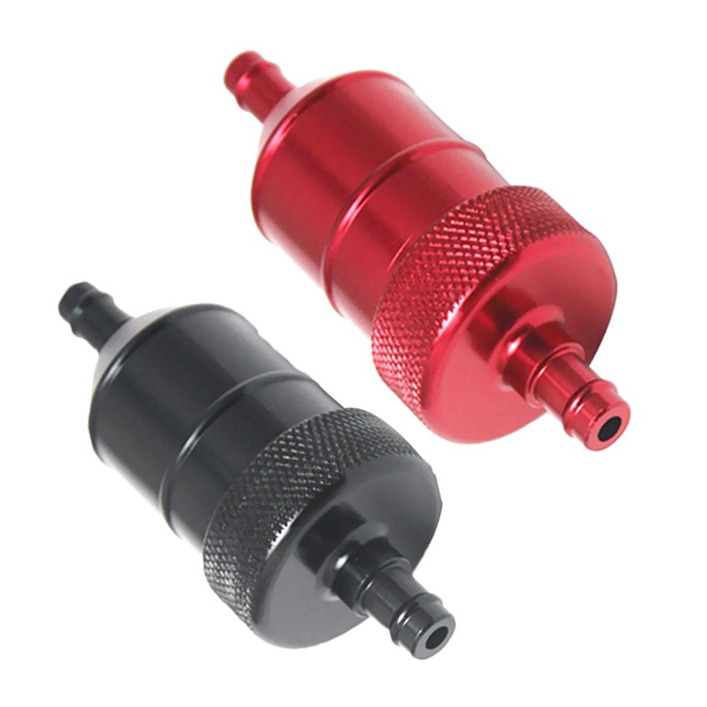 2 Pieces 8mm Aluminium Inline Fuel Petrol Diesels Filter Black