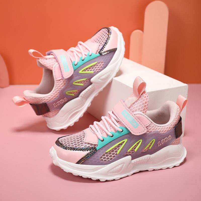 Running shoes new non-slip 2025 fashion single net male and female students girls sports shoes breathable primary school students summer