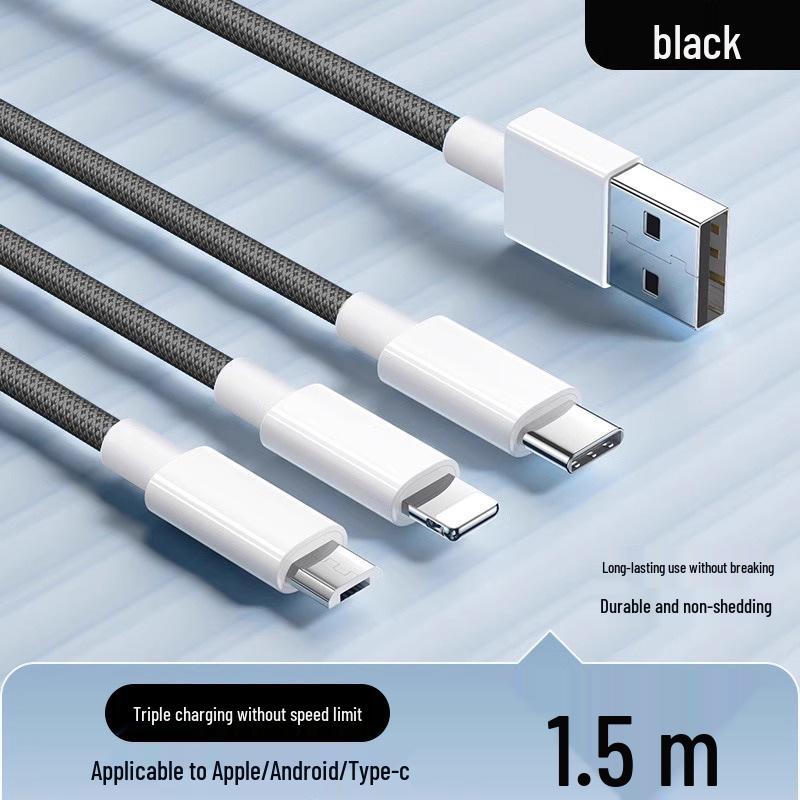 3-in-1 100W Fast Charging Braided Cable - National 3C Certified