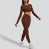 Autumn and winter nude high-waisted yoga clothes long-sleeved suit women's high-end beauty back fitness running slim two-piece set